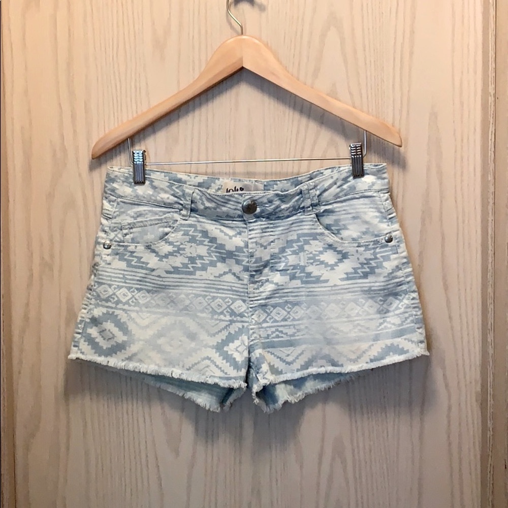 Jolt Distressed Tribal Print Jean Short - 9